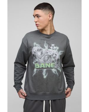BoohooMAN Regular Fit Bane License Print Sweatshirt - Grey