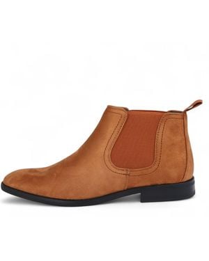 Infinity Leather Suede Chelsea Boots Real Lined Slip-On Faux Leather - Brown