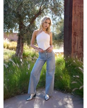 Pink Vanilla All Over Stud Wide Leg Jeans - Green