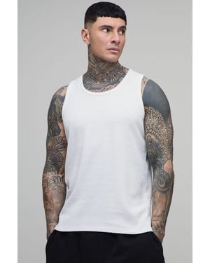 BoohooMAN Tall Basic Regular Waffle Vest - Grey