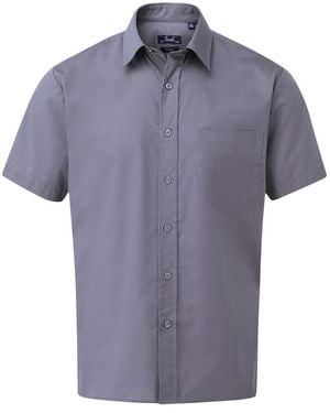 PREMIER Short Sleeve Poplin Shirt (Steel) - Blue