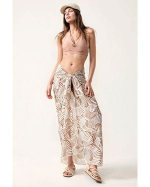 Hiccup Long Printed Beach Cover-Up - Natural