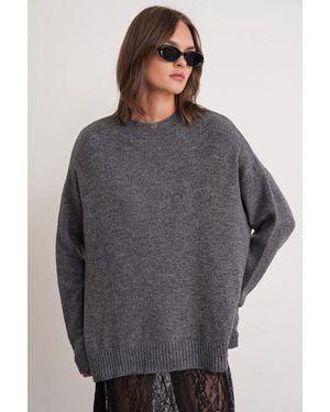 MixRay Oversized Knitwear Jumper - Grey