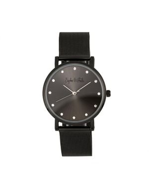 Sophie & Freda Savannah Mesh Bracelet Watch W/Swarovski Crystals - Black