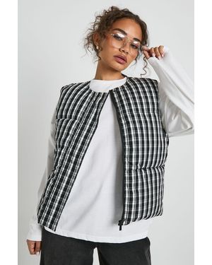 Boohoo Gingham Puffer Gilet - Black