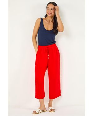 Roman Petite Elasticated Waist Cropped Trousers - Red