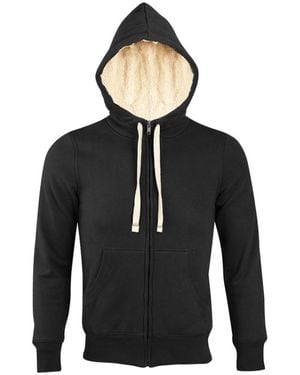 Sol's Sherpa Zip-Up Hooded Sweatshirt Hoodie - Black