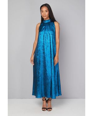 PRINCIPLES Metallic Halterneck Maxi Dress - Blue