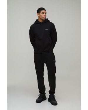 BoohooMAN Boxy Fit Sport Hooded Tracksuit - Black