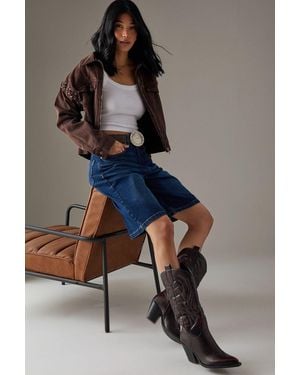 Faith Nash Brushed Faux Leather Western Calf Boots - Blue