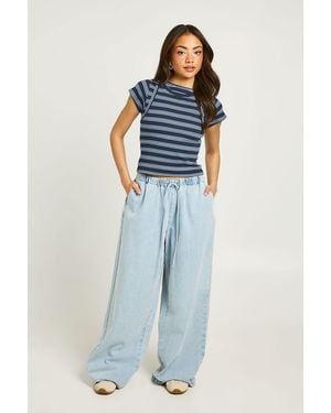 Boohoo Supersoft Elasticated Waistband Jean - Blue