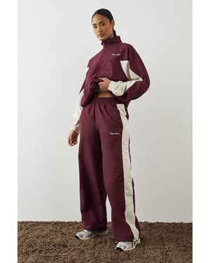 DSGN Studio Woven Colour Block Straight Leg Jogger - Red