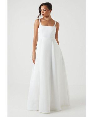 Coast Petite Structured Satin Corset Full Skirt Wedding Dress - White