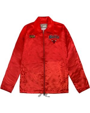 Mitchell & Ness Chicago Bulls Nba Old English Faded Satin Jacket - Red