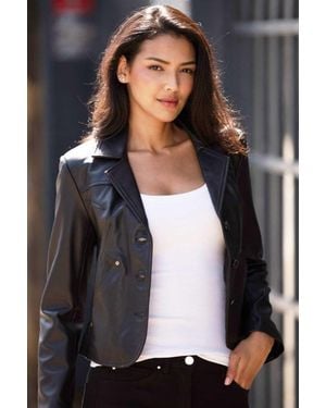 Ashwood Leather 'Angel' Real Three Button Blazer - Black