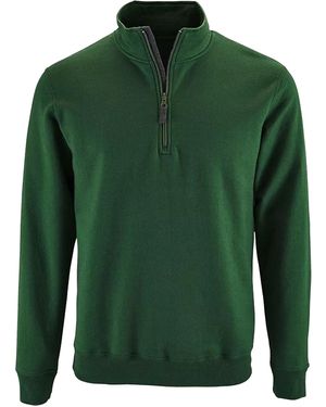 Sol's Stan Contrast Zip Neck Sweatshirt (Bottle) - Green