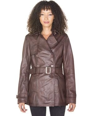 Infinity Leather Nappa Trench Coat-Mosul - Purple