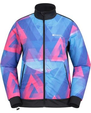 Mountain Warehouse 'Chaser' Cycling Jacket Printed Water Resistant Reflective Coat - Blue
