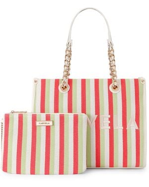 Carvela Kurt Geiger Canvas Sorrento Midi Stripe Bag - Red