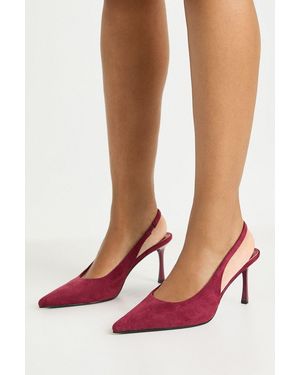 Boohoo Wide Fit Faux Suede Slingback Stiletto Court Heels - Pink
