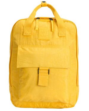Art-sac Zip Top Squared Front Pocketed Backpack - Yellow