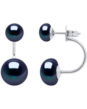 Ateliers Saint Germain Earrings Duo Real Cultured Freshwater Pearls Button 6 And 9 Mm - Blue
