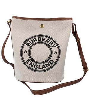Burberry Medium Canvas Bucket Bag - White