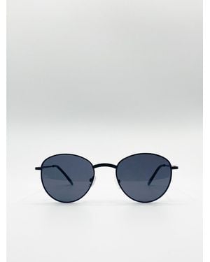SVNX Metal Frame Round Sunglasses - Blue