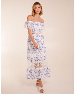 Blue Vanilla Bardot Neck Lace Maxi Dress - Pink