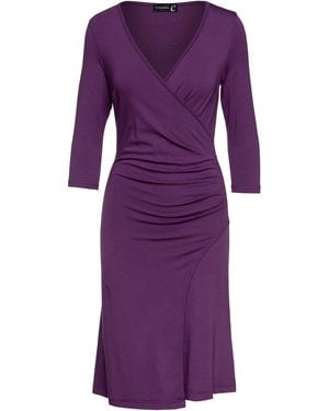 Conquista Aubergine Faux Wrap Dress - Purple