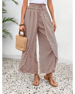 Azura Exchange Geprinte Wijde Pantalons - Roze