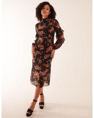 Blue Vanilla Midi Dress With Sleeve Details - Natural
