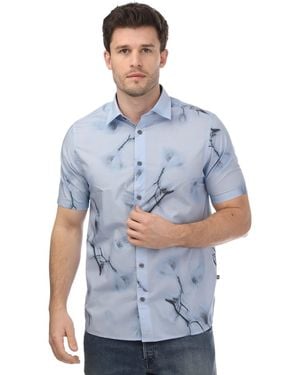 Ted Baker Lousho Groot Gebloemd Overhemd (sky) - Blauw