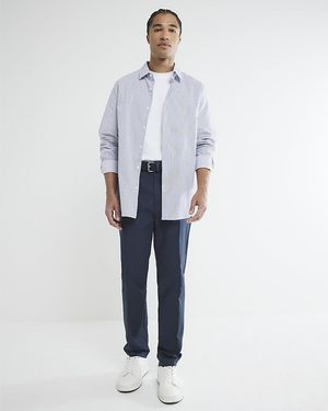 River Island Chino Trousers Slim Fit Smart Cotton - Blue