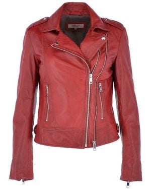 Ashwood Leather 'Ciara' Real Biker Jacket - Red