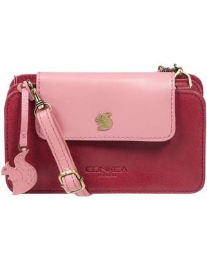 Conkca 'Little Wonder' Orchid & Blush Leather Cross Body Clutch Bag - Pink