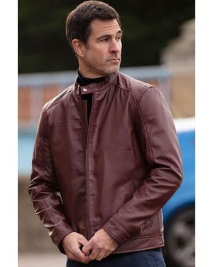 Ashwood Leather Real Mandarin Collar Biker Jacket - Brown