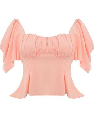 Urban Revivo Mesh Puff Sleeve Blouse - Pink