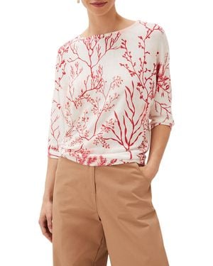 Phase Eight Eleanor Coral Print Linen Jumper - Pink
