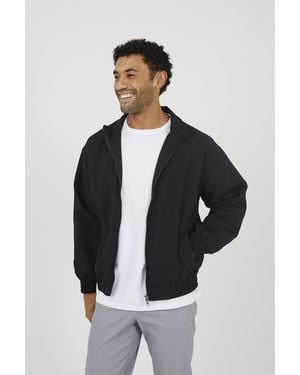 Brave Soul Oversized Seersucker Zip-Up Jacket - Blue