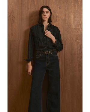 Karen Millen Denim High Waist Wide Leg Jean - Brown