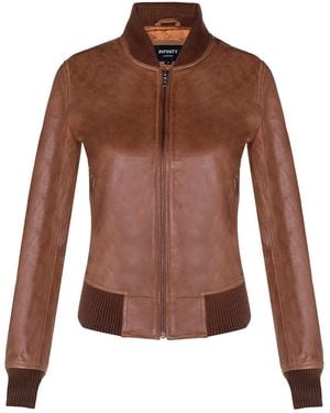 Infinity Leather Classic Ma-1 Bomber Jacket-Newcastle - Brown