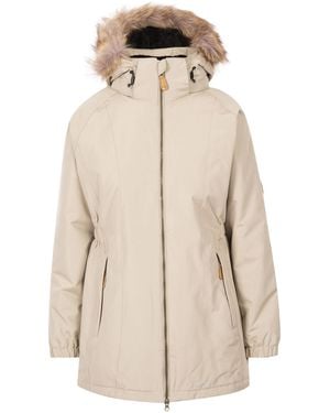 Trespass Ladies Celebrity Insulated Longer Length Parka Jacket (Oatmilk) - Natural