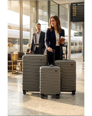 Infinity Leather Hardshell Coffee 8 Wiel Bagagekoffer Tas Koffer - Zwart