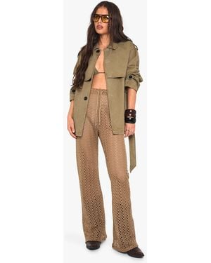 Boohoo Crochet Wide Leg Beach Trouser - Natural