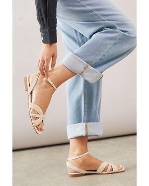 Wallis Arissa Faux Leather Plaited Flat Sandals - Blue