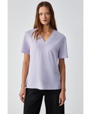 Grimelange V-Neck Short Sleeve T-Shirt - Purple