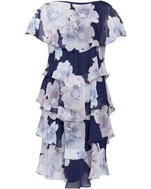 Gina Bacconi Hara Printed Tiered Dress - Blue