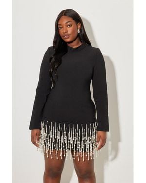 Odd Muse Pearl Sleeved Mini Dress - Black