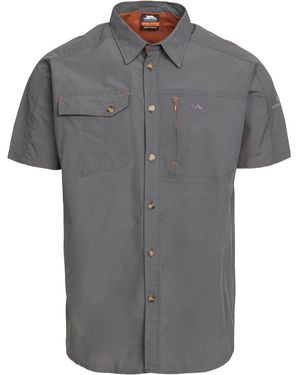 Trespass Lowrel Short Sleeve Uv Protected Outdoor Walking Shirts - Grey